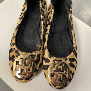 TORY BURCH Leopard Calf Hair Reva Flat 36 5 1/2 6 shoes